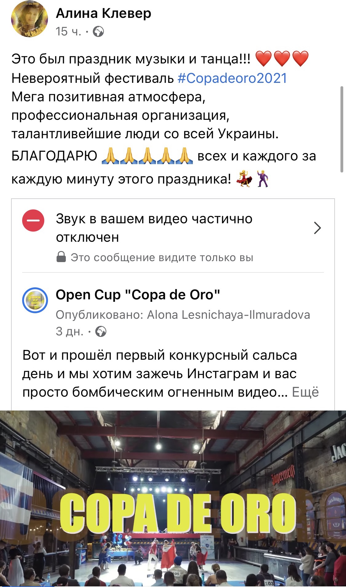 Скріншот відгуку Аліни Клевер